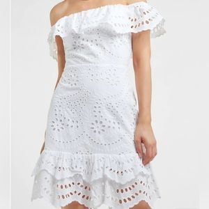 NWT Express White eyelet off shoulder dress size Medium but fits like a L IMO
